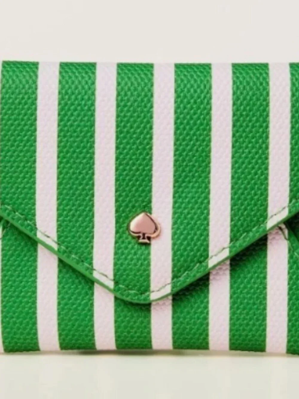 Like New Kate Spade Green White Stripe Mini Envelope Card Holder